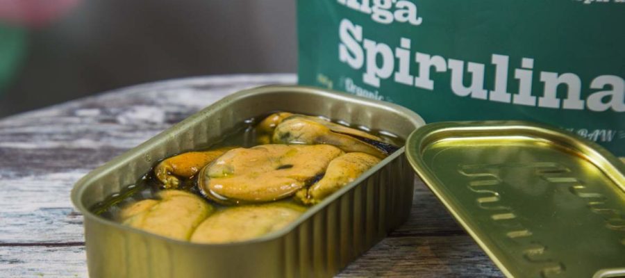 mejillones en escabeche de spirulina