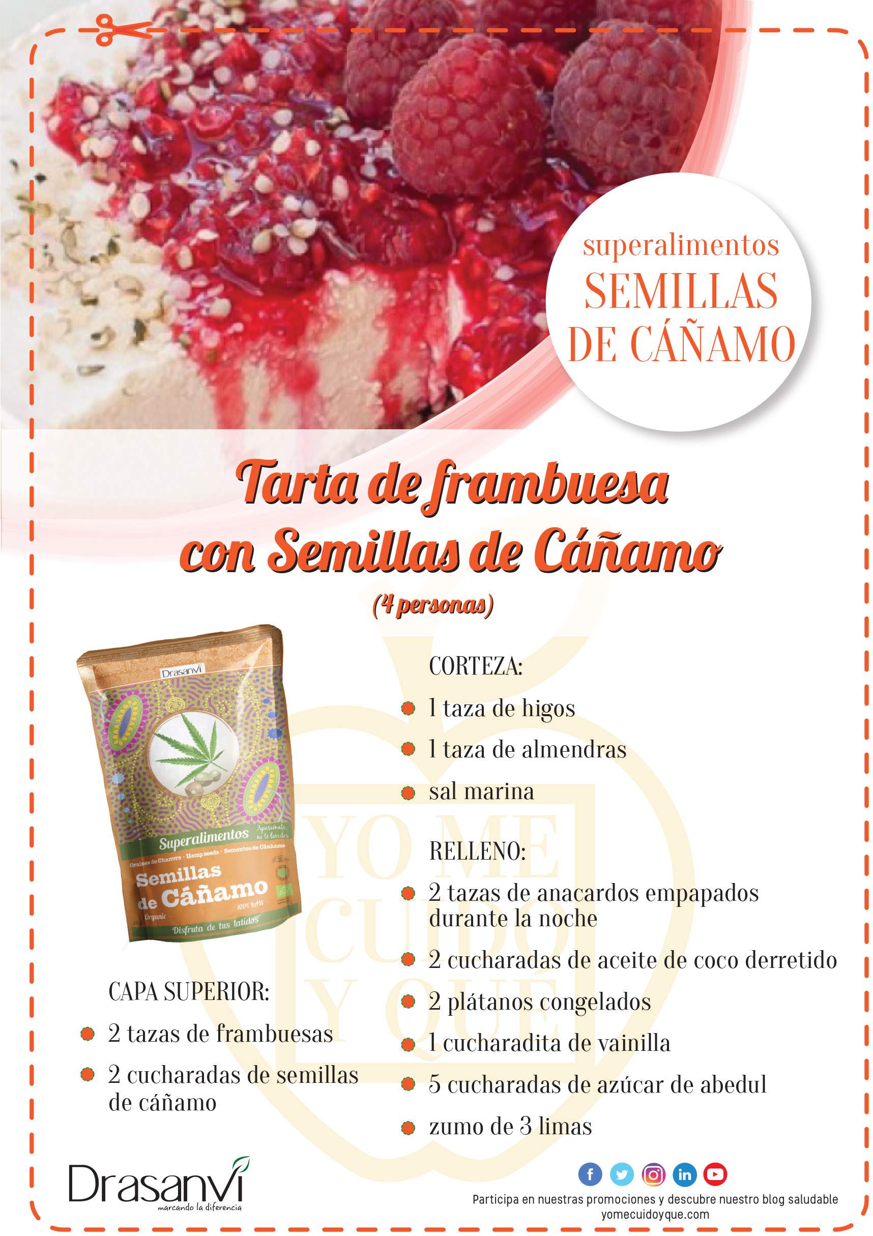 Cocina con Superalimentos: Tarta de frambuesa con Semillas de Cáñamo.