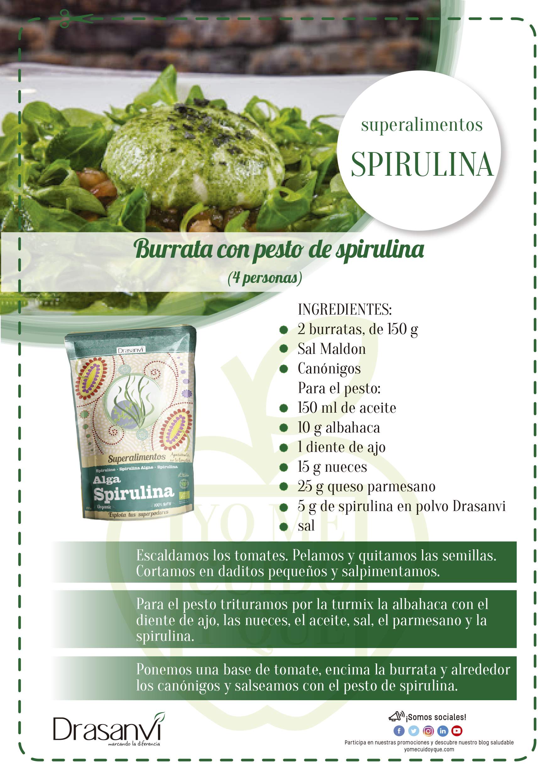 Receta Burrata con Spirulina